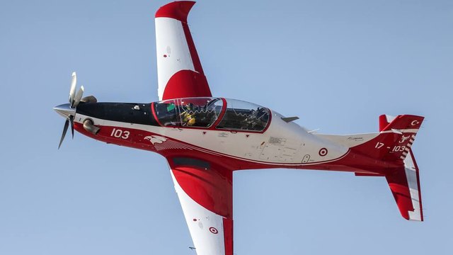 Turboprop trainer aircraft in flight